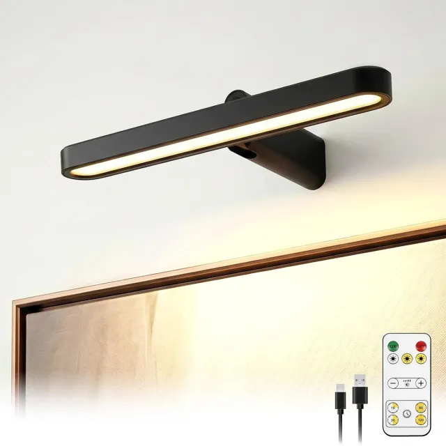 Lexium Store Schilderijlampje draadloos - Wit - Oplaadbaar met 3600 mAh batterij - Verstelbare 360° LED lamp voor Kunst en Foto's