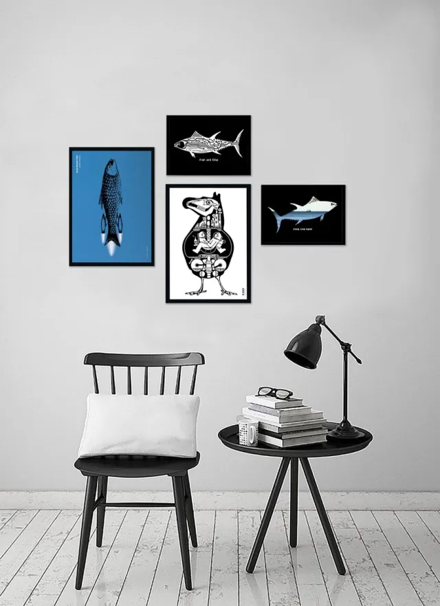 de Beeldvink Stoere grafische posters in zwart wit blauw - uit de x-ray serie in 4 varianten