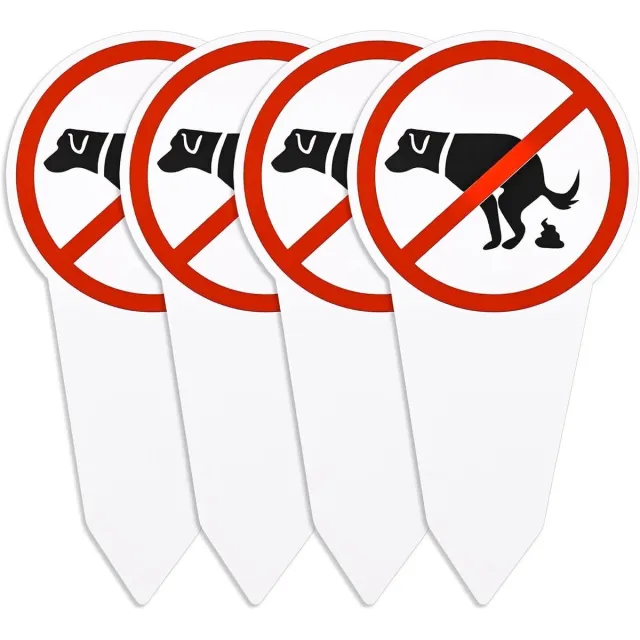Bebusingoto Hondenbordje - Hier geen hondentoilet - 4 stuks - geen hondentoiletbordjes - Hondenpoep - Hondenweide - bordje voor honden en honden Wit