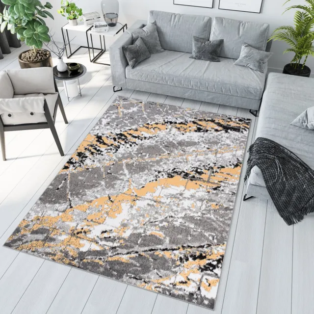 Tapiso Maya Vloerkleed Grijs Geel Woonkamer Abstract Tapijt Maat- 140x200 Grijs Geel 2