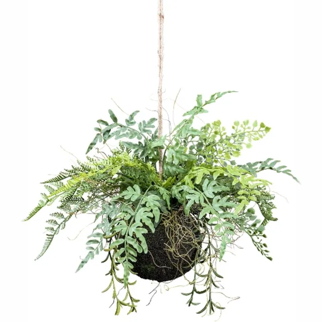 Kopu Kunstplant BOL met diverse Varen Hangplanten 25 cm - Groen