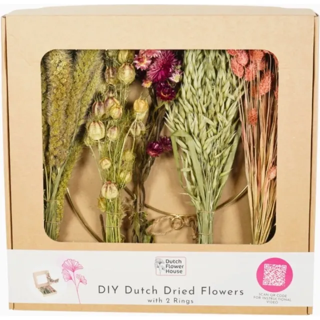 Dutch Flower House DIY Droogbloemen Ring _ Triangle - Decoratieve krans- creatief - droogbloemen Roze