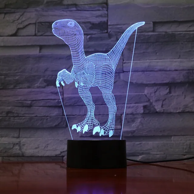 MC Living 3D Led Lamp Met Gravering - RGB 7 Kleuren - Dinosaurus