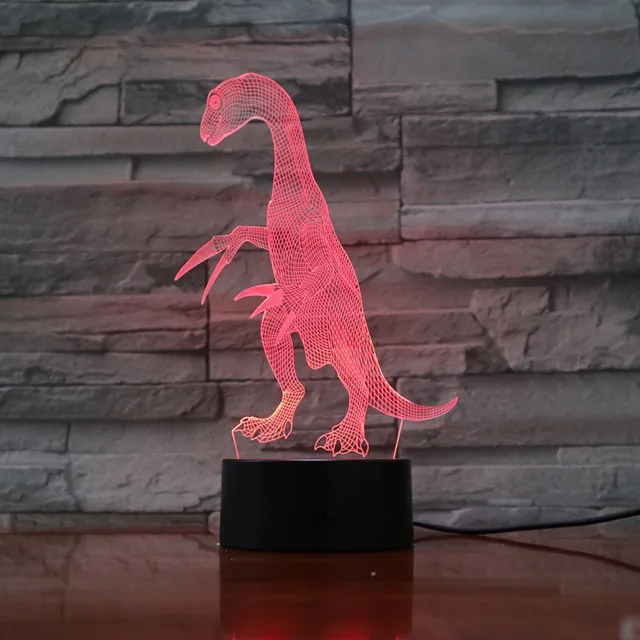 MC Living 3D Led Lamp Met Gravering - RGB 7 Kleuren - Dinosaurus