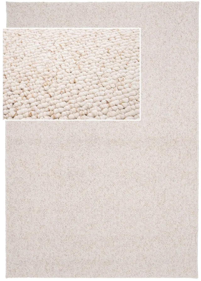 AFK Living Wasbaar tapijt wollook natuurlijke tinten SANDSTONE wit