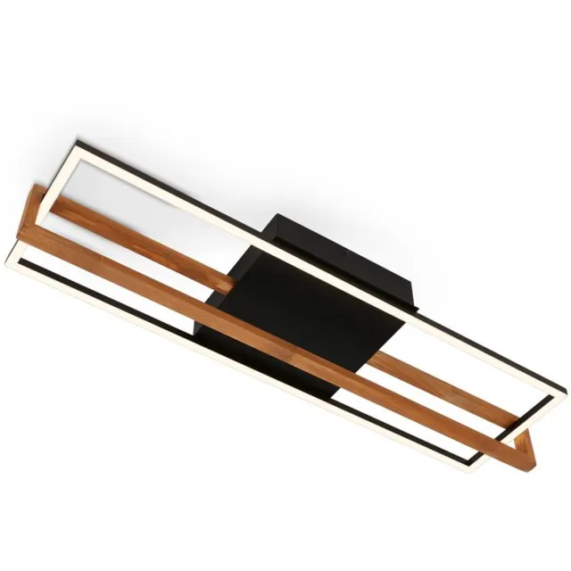 B.K.Licht BRILONER - Plafondlamp - 3777015 - Warm wit 3000K - Houttoepassing - 21W - 2400 lm - 74 x 21 x 11 cm - Zwart-hout