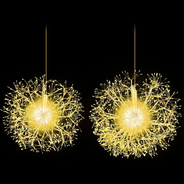 Costway 2 Kersthanglampjes in de vorm van een Paardenbloem 54 cm en 44 cm Voorverlichte Buitendecoratie 1488 Warmwitte LED's