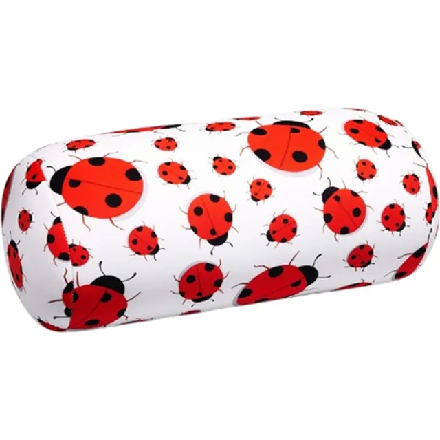 House of Healthbrands Kuschelmaxx Rolkussen - Sierkussen Rond Cilinder 17 x 33 cm - Lieveheersbeestje-design - Stevig en zacht - Mooie print - Gevuld met microgranulaat - Vormvast & Wasbaar - Ideaal voor op de bank, bed, auto of op reis - Inclusief Wasnet Wit