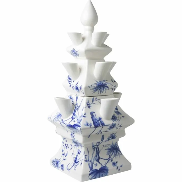 Heinen Delfts Blauw Tulpenvaas Aapjes - 3-delig - 43 cm Delfts blauw