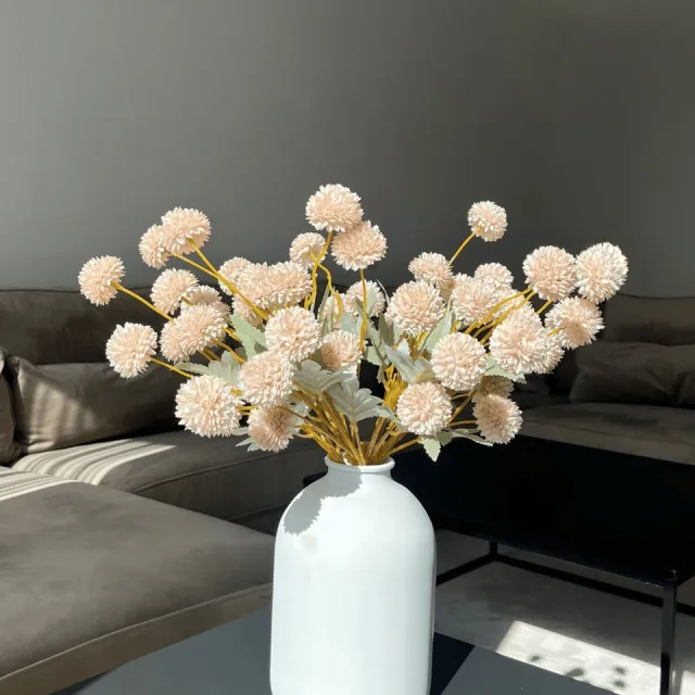CARLUCHI FLOWERS Zijden Bloemen - Kunstbloemen - Zijden Boeket - Kiku Creme 55cm - 10 stengels / 50 bloemhoofdjes