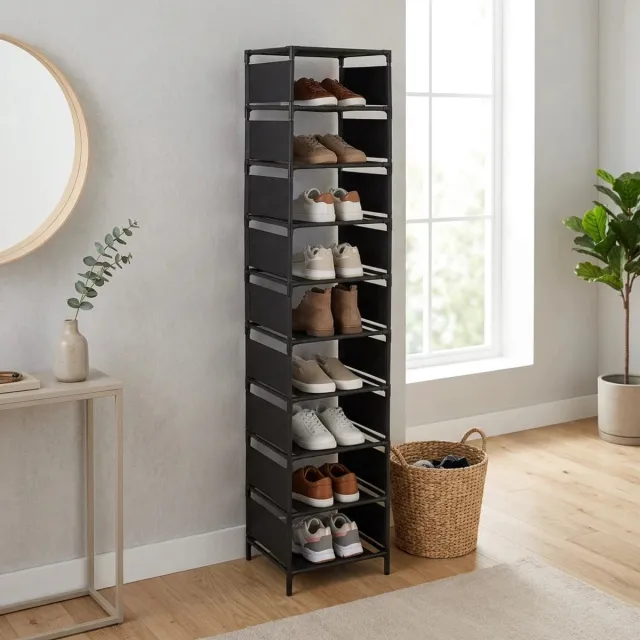 5Five® Smalle hoge schoenenrek 10 paar Five® - Zwart