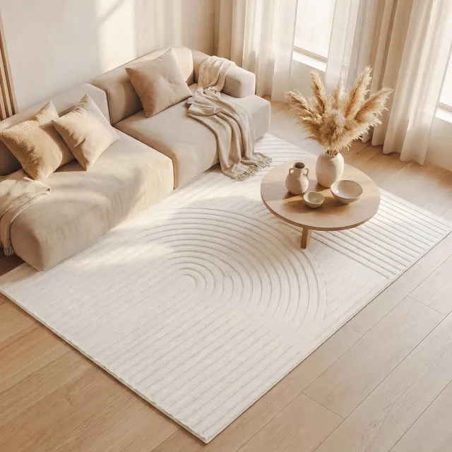 Fraai Scandinavisch vloerkleed - Charm Curves Wit - 230x330cm