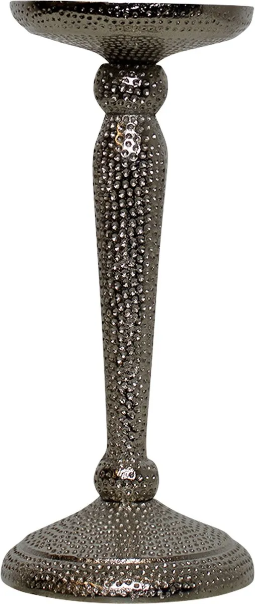 Mars & More Kandelaar gehamerd - aluminium zilver - 22 cm