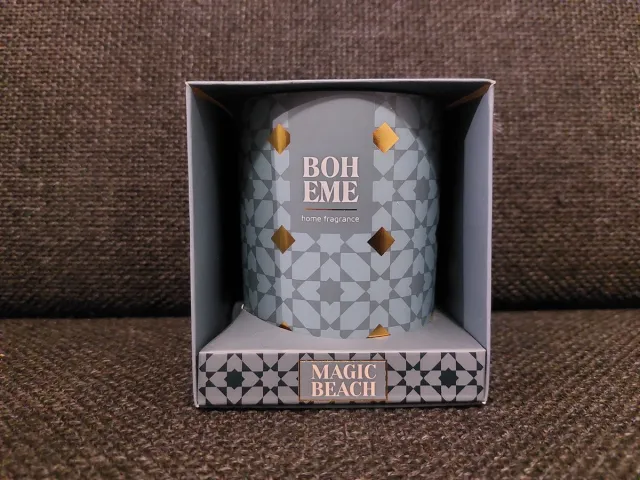 Boheme Fragrance Luxe Geurkaars in Glas - Boheme Fragrance - Magic Beach | Kaars met print op glas - Luxe Geuren - Geurkaars in Glas Blauw