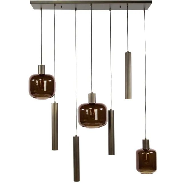 Nest of Nora Hanglamp Nari - 7-lichts eetkamerlamp E27 - Bruin