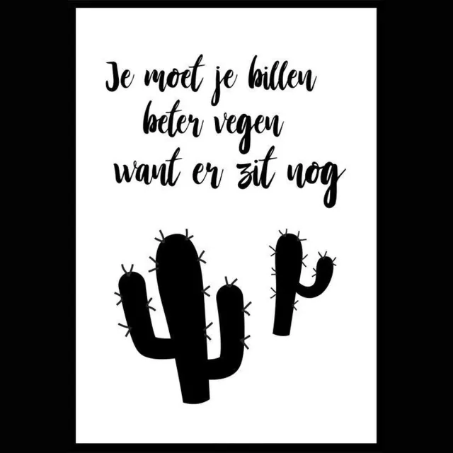 Punt. Cactussen poster - A4 Zwart Wit