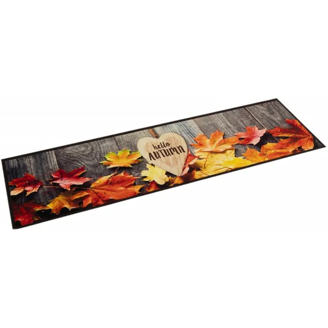 vidaXL Keukenmat wasbaar herfstprint 60x300 cm fluweel Bruin