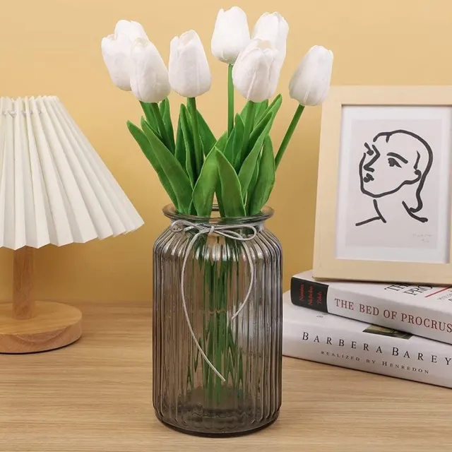 Kunstbloemen 10 stuks kunstbloemen kunsttulp voor bruiloftskamer, thuis, hotel, party, decoratie en doe-het-zelf decoratie (wit 33 cm)