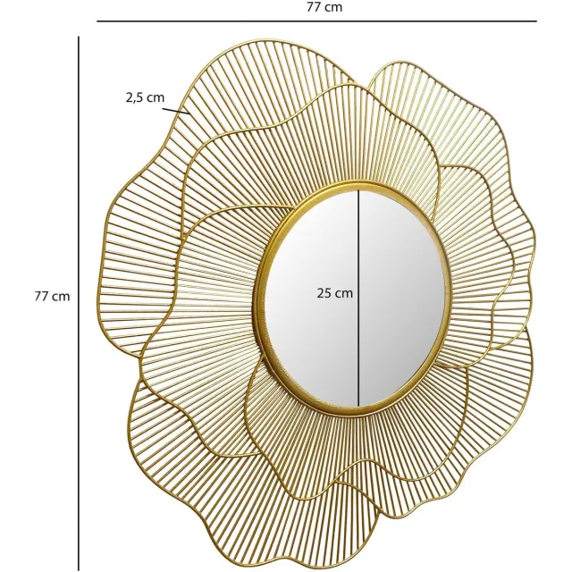 Wohnling Spiegel goud rond bloem 77 cm - WL7.122 Zie omschrijving