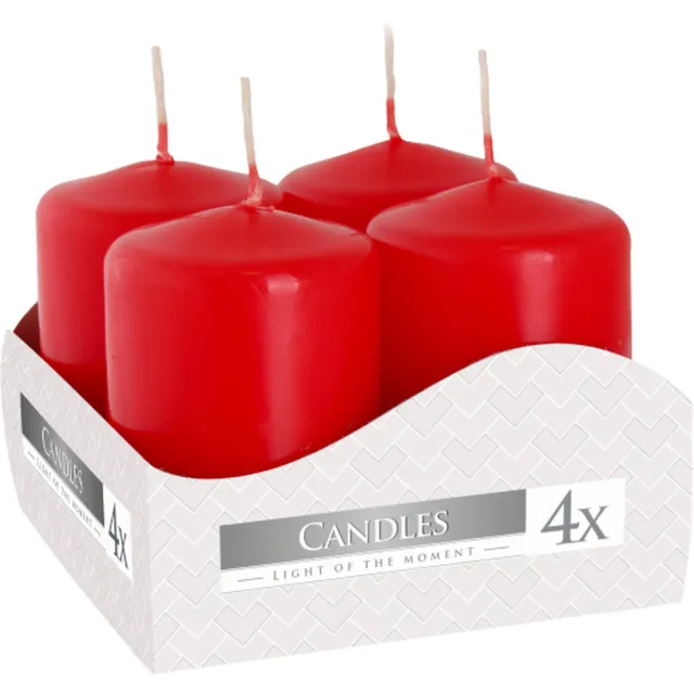 Modena '12 Set van 4 Stompkaarsen Candles Ø40x60mm - Rood