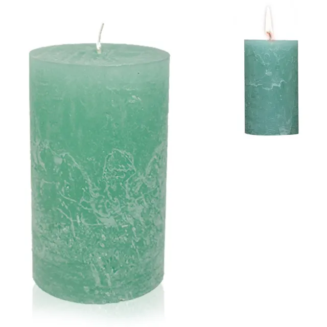 Candelo hoogwaardige rustieke kaars Kerst Ambiente – mint – rustieke stompkaars 12 cm – lange brandduur ca. 54 uur – adventskrans kerstkaarsen