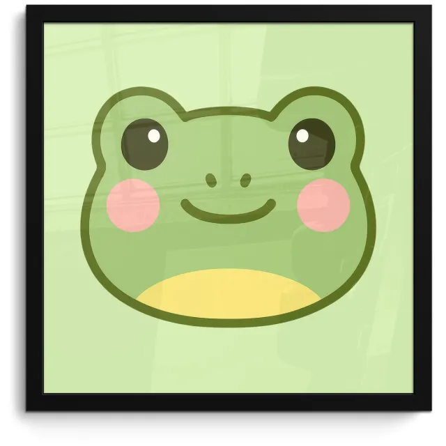 FrameYourWall Poster in lijst - Fotolijst 40x40 cm - Posters - Kikker - Groen - Vriendelijkheid - Posterlijst zwart - Decoratie - Wanddecoratie woonkamer - Muurdecoratie slaapkamer