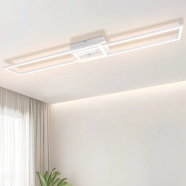 NETTLIFE Plafondlamp LED - wit - 2 Lichts - rechthoekig - 3000K Warm wit Licht - modern Woonkamerlamp 102.5cm - voor Slaapkamer | Keuken | Gang - 32W