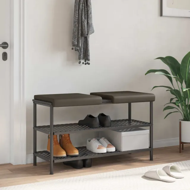 vidaXL Bankkussen 2 st Kunstleer Grijs Diepte 35 cm