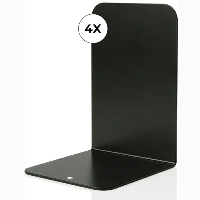 Novaware Boekensteun - 4 Stuks - Boekensteunen - Plank Organizer - Boekenstandaard - Boeksteun - Boekenhouder - Boekenrek – Metaal / Zwart
