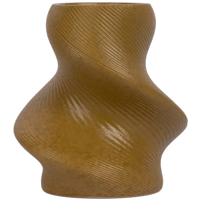 Present Time Vaas Paris Twisted - Donker kaki - 10x10x22cm - Keramiek - Scandinavisch - Bloemenvaas - Woondecoratie - Decoratieve vaas voor woonkamer of slaapkamer Groen