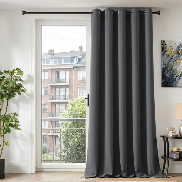 Famanu Thermisch isolerend ondoorzichtig gordijn, 260 cm hoog en 200 cm breed, ideaal voor verduistering en energiebesparing in woonkamers en slaapkamers Grijs