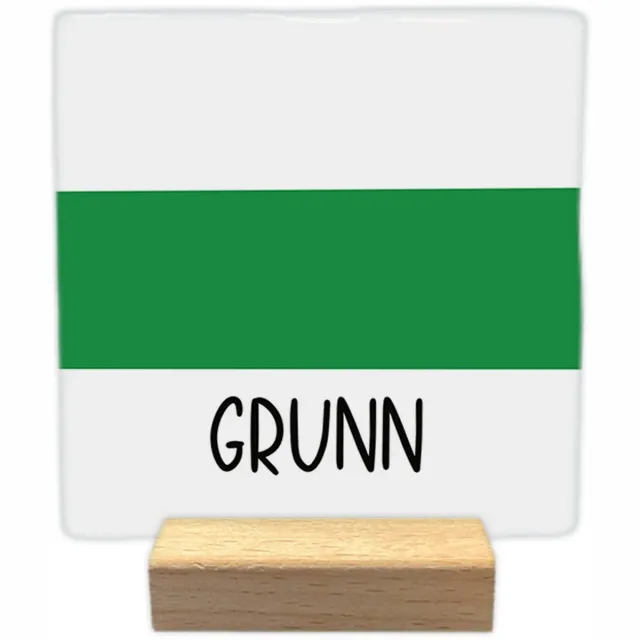 Artige Decoratie tegeltje met tekst - Grunn - keramisch - 10x10 cm - inclusief houder Groen