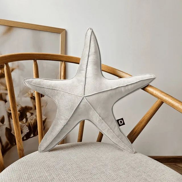 Decordruk VELVET - Sierkussen - Grote Zee Ster Vorm - Krem Crème