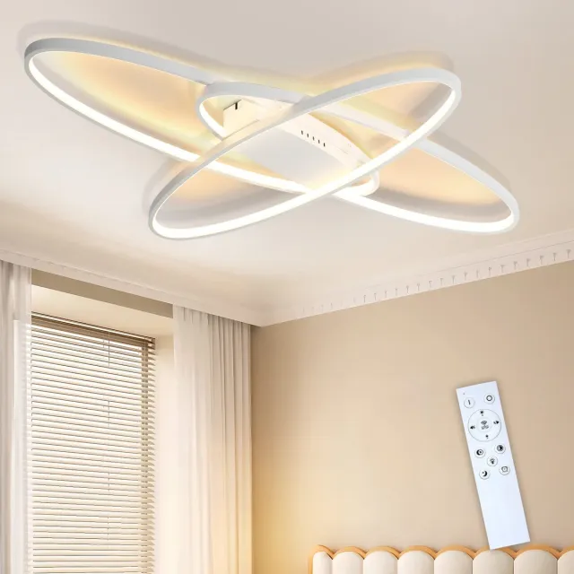 NETTLIFE LED Plafondlamp - Dimbaar 3000-6000K - Wit - odern Woonkamerlamp - Plafond met Afstandsbediening - 75W Slaapkamerlamp - voor Keuken | Studie | Kantoor