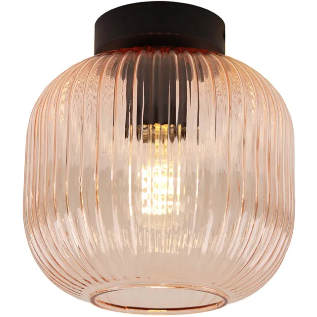 Olucia CHARLOIS - Plafondlamp - Roze / Zwart - Vorm: Rond
