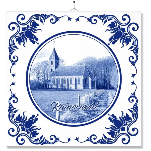 MC Living Tegel Met Opdruk | Ruinerwold | Delft Blauw | Cadeau | Inclusief Geschenkdoos | Standaard | Ophangsysteem Ontwerp 3