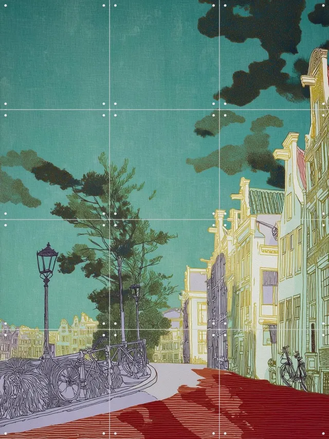 IXXI Amsterdam 4, Artclaud - 60 x 80 cm - Grote wanddecoratie en posters - Kleurrijk, Street art, Pop art, Speels, Modern, Digitale Kunst Kleur / Blauw