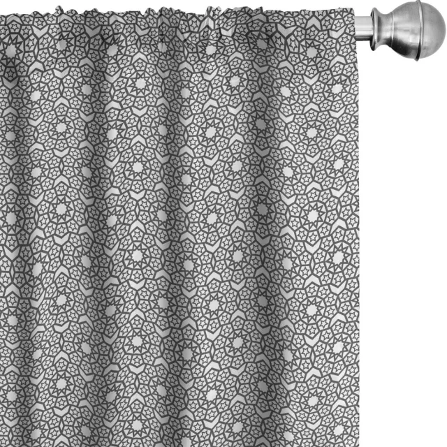ABAKUHAUS Paneelgordijnen Geometrisch – 2x75x225 cm – Microvezel Charcoal Grijs Wit