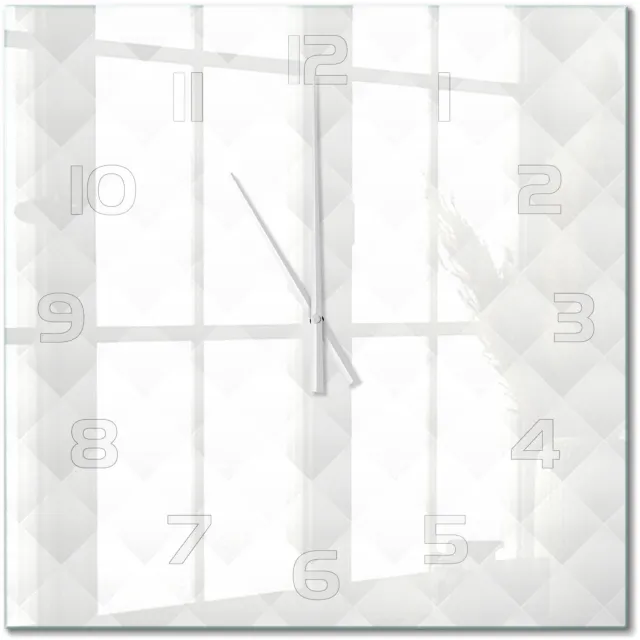 TULUP Wandklok - Abstracte achtergrond Glazen Wandklok Design - 60x60 cm - Wit Klok Glas Met Opdruk - Witte handen - Vierkante Klok - Wandklok Glas Met Motief - Decoratieve Glazen Klok