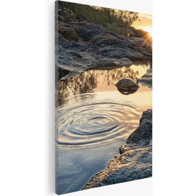 Saammp Canvas Schilderij - Natuur - Winter - Besneeuwde brug - landschappen - 30x45 - Foto op canvas - Wanddecoratie - Muurdecoratie Woonkamer - Slaapkamer decoratie - Canvas Print Multicolor