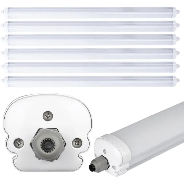 V-TAC LED plafondlamp vochtbestendig LED garageverlichting LED buis, serieschakeling, spatwaterdicht, 1x LED 36W 4320lm neutraal wit, L 120 cm, set van 6