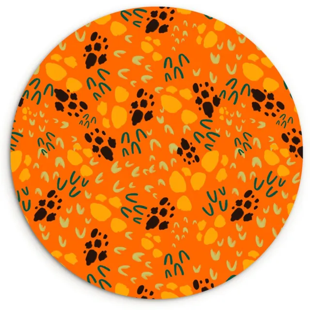 WallCircle Wandcirkel 60x60 cm - Muurcirkel Oranje - Abstract - Patroon - Muurdecoratie woonkamer - Wanddecoratie slaapkamer - Kamer decoratie accessoires - Ronde schilderijen Multicolor