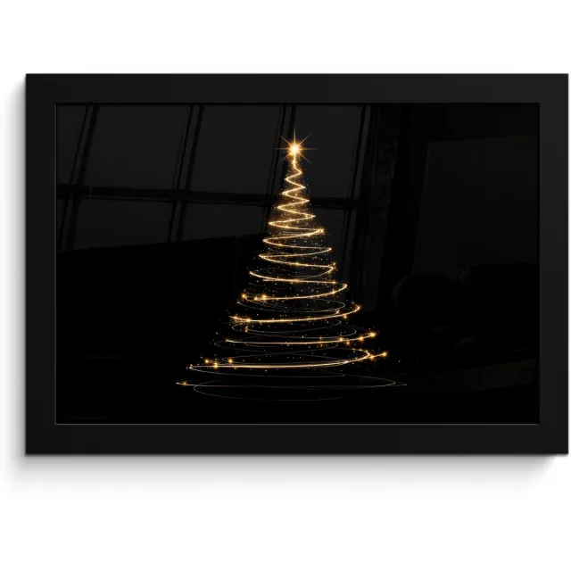 FrameYourWall Poster in lijst - Fotolijst 30x20 cm - Posters - Magisch - Kerstboom - Lichtspiralen - Zwart - Posterlijst zwart - Decoratie - Wanddecoratie woonkamer - Muurdecoratie slaapkamer - Kerstversiering - Kerstdecoratie voor binnen - Kerstmis