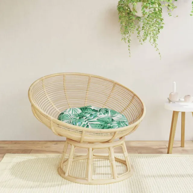 vidaXL Zitkussen rond bladpatroon Ø 60x11 cm oxford stof groen