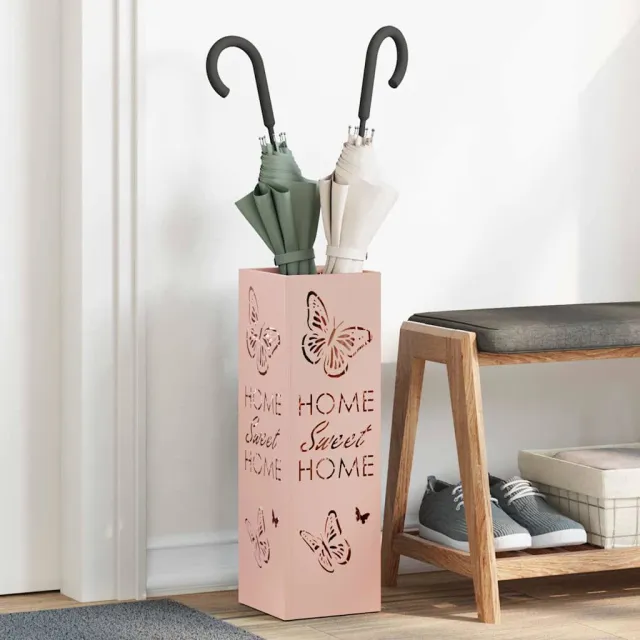 vidaXL Regen paraplu standaard Roze 15,5 x 15,5 x 49 cm Staal