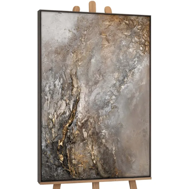 YS Canvas schilderij groot handgeschilderd universum kosmisch abstract – YS-Art Gallery – Mysterieuze wanddecoratie voor woonkamer – Modern schilderij voor slaapkamer en kantoor Grey