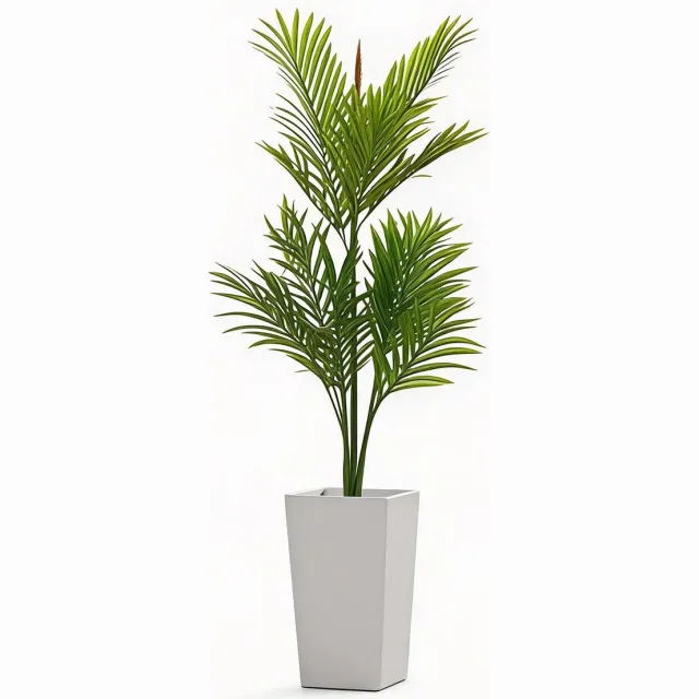 Triumpunpre 137cm tropische kunst miniareca palm hoge witte pot met moslaag flexibele PEVA bladeren uv-beschermd decoratieplant voor binnen en beschut buiten groen