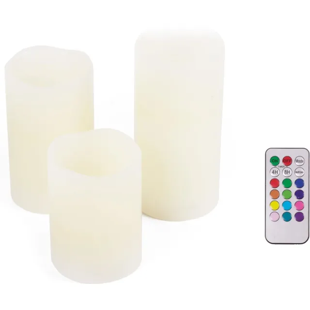 Benson LED kaarsen set - RGB - met afstandsbediening - 3 stuks - realistische vlam wit