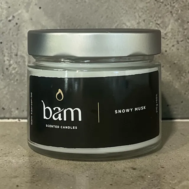 Bam Snowy Musk Geurkaars – Basic Collection Medium – 50 Branduren – 210 g – Zonnebloemwas – Vegan