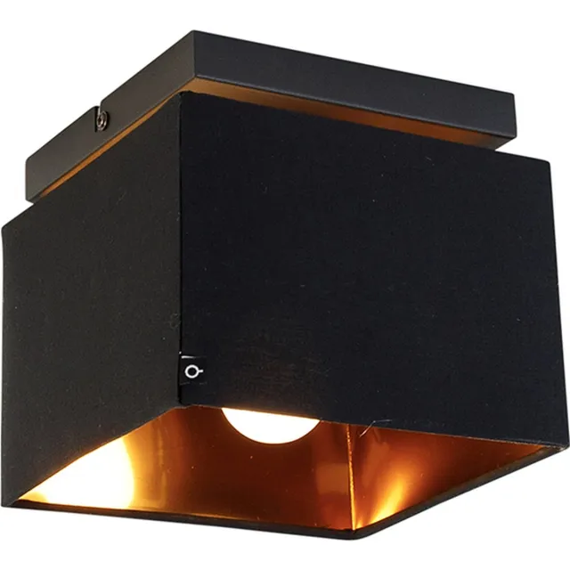 QAZQA vt - Moderne Dimbare LED Smart Plafondlamp met kap incl. wifi met Dimmer - 1 lichts - L 17 cm - Zwart Goud - Woonkamer | Slaapkamer | Keuken Zwart Goud Smart LED